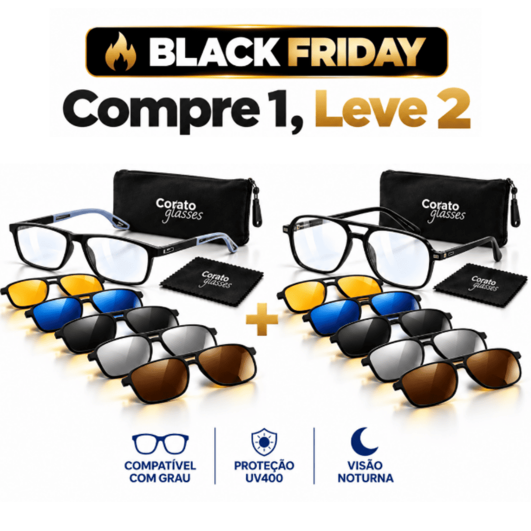 BLACK FRIDAY COMPRE 1, LEVE 2: Óculos 6 em 1 Compatível com Grau