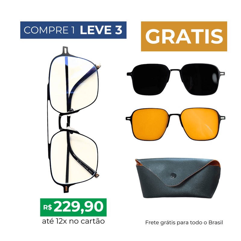 Óculos 3 em 1 Aço Inoxidável
