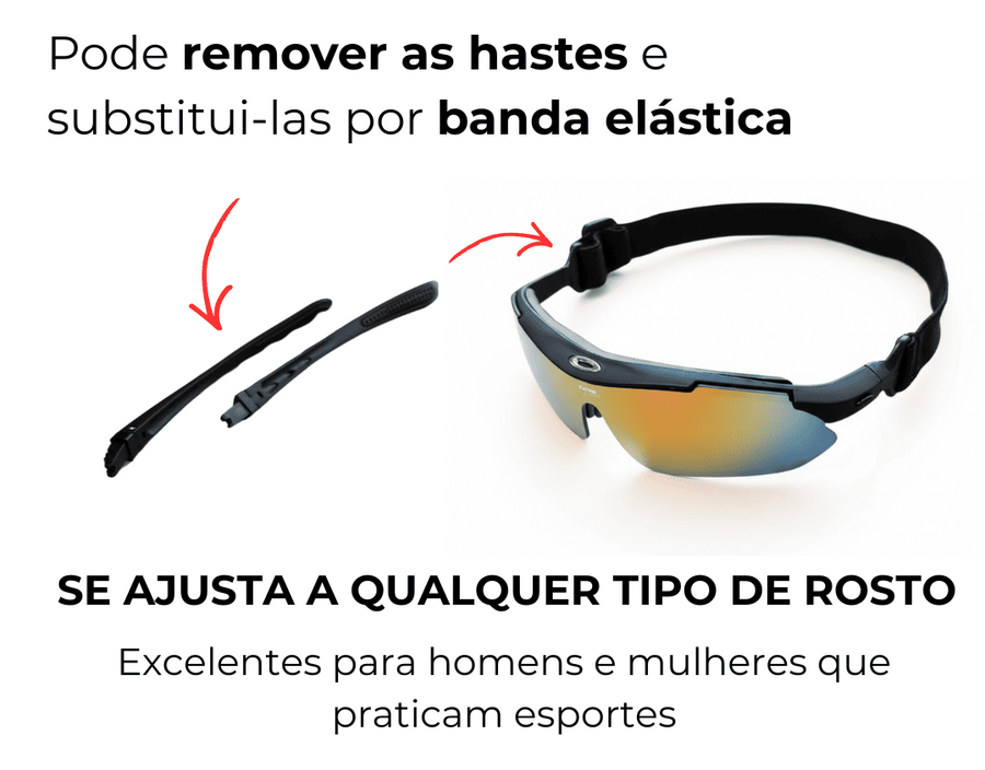 Óculos Esportivo 6 em 1 - Perfeito para Corridas + Acessórios de BRINDE