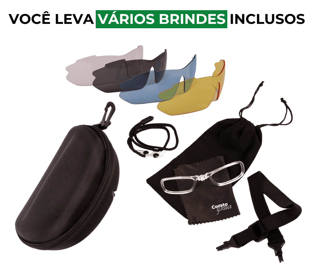 Óculos Esportivo 6 em 1 + Acessórios de BRINDE