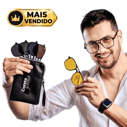 Óculos 6 em 1 Flay Masculino Compatível com Grau + BRINDES