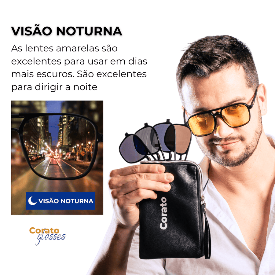 Óculos 6 em 1 Fly - Compatível com grau + lentes magnéticas