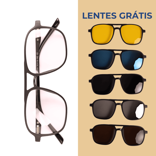 Óculos 6 em 1 Flay Compatível com Grau + BRINDES