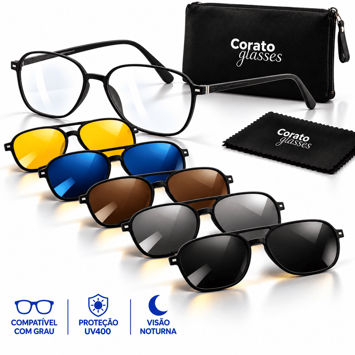 Óculos 6 em 1 Bold Compatível com Grau + BRINDES