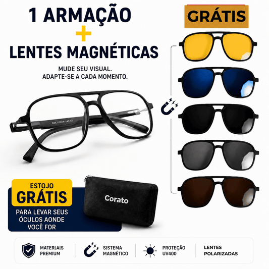 Óculos 6 em 1 Flay Compatível com Grau + BRINDES