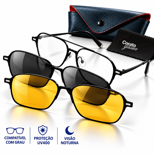 Óculos 3 em 1 Metal Premium + BRINDES